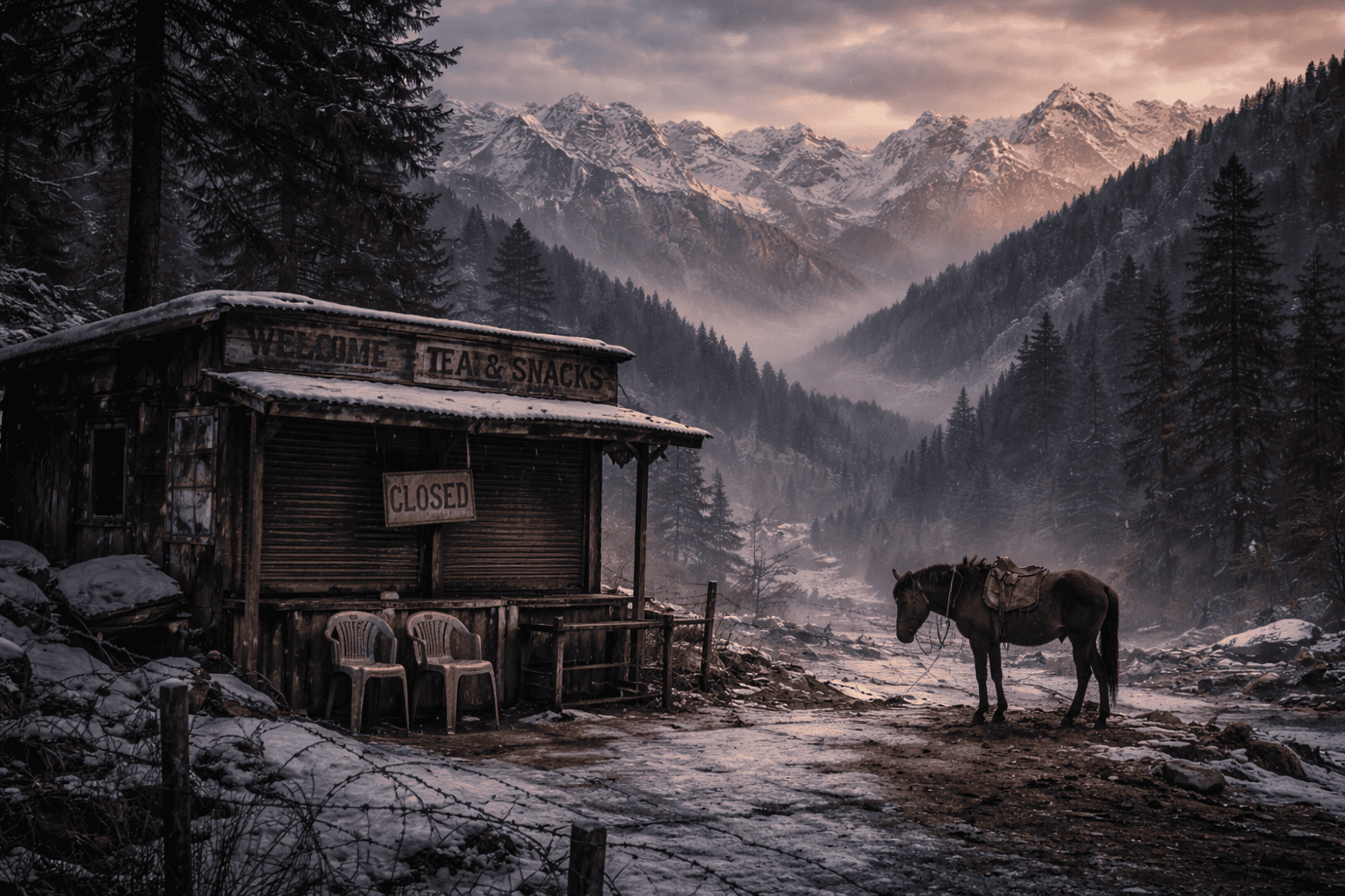 Closed gate in a beautiful meadow