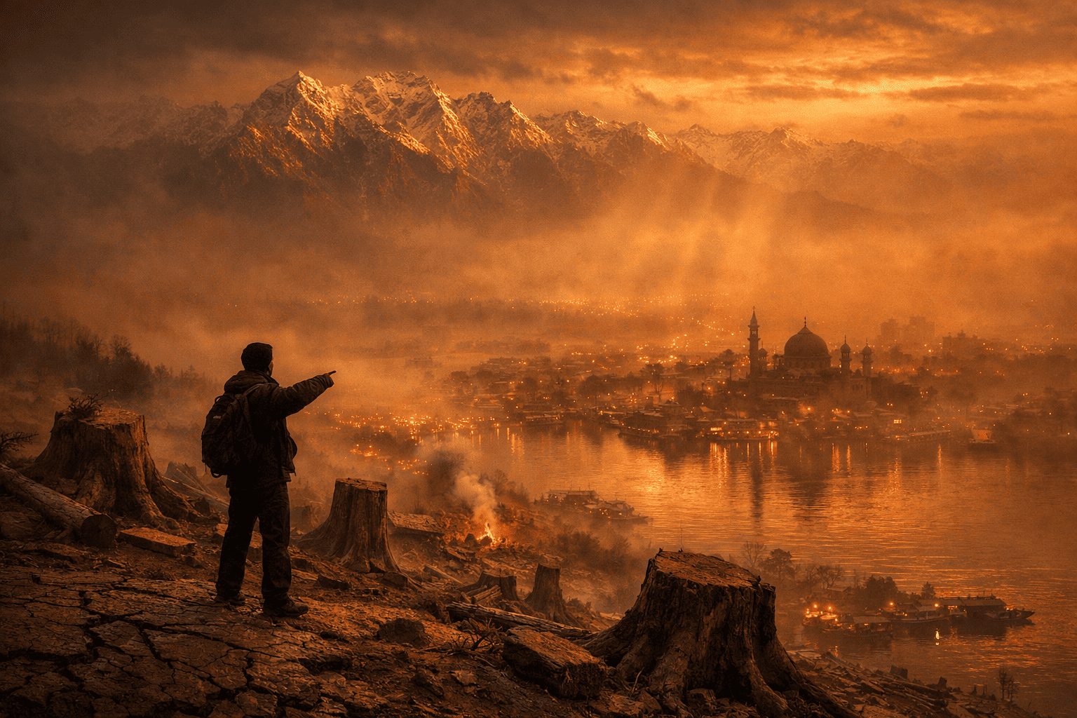 Smog covering a city landscape